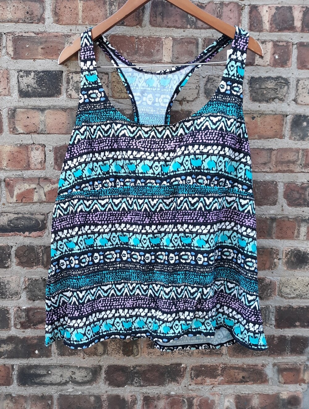 Ava & Viv Racerback Tankini Swim Top Womens 22W Geometric Multicolor Plus Size